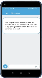 Smartphone mostrando un mensaje informativo de Club 10