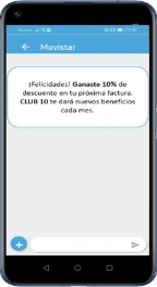 Smartphone mostrando la confirmación del beneficio obtenido en Club 10